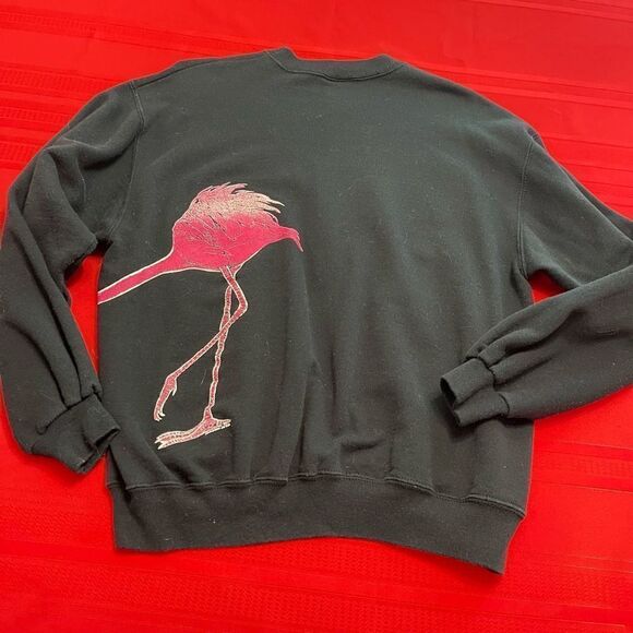 Harlequin N.G. 88 VTG Black Flamingo Sweatshirt Size XL 46-48 - Picture 7 of 8